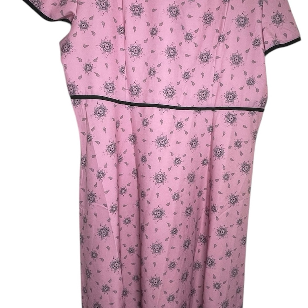 Vintage Inspired Pink and Black Floral Paisley Dress - Picture 2 of 7
